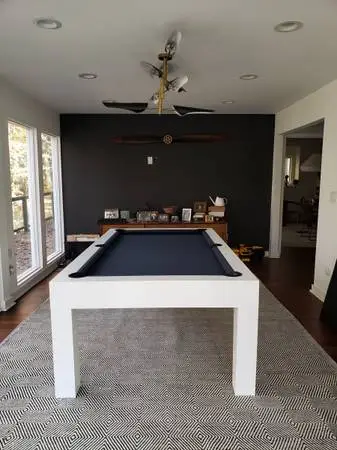 Modern White 7-Foot Pool Table - Black Felt