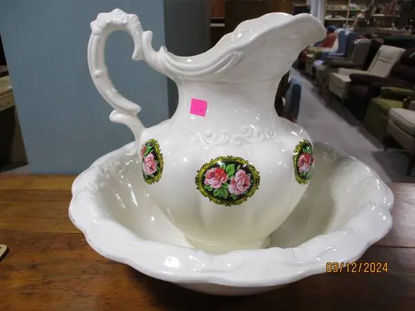 Decorative Bowl and Pitcher      #3882