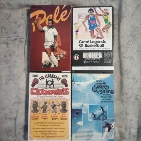 4 Rare Betamax Sports Tapes. Basketball, Boxing Soccer, Skiing