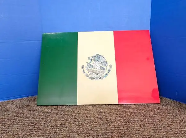 Vintage Lacquer Mexican Flag Wall Panel 24 x 16