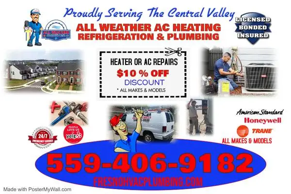 Fresno Plumber, Plumbing & HVAC - AC fix, 10% Off Coupon!