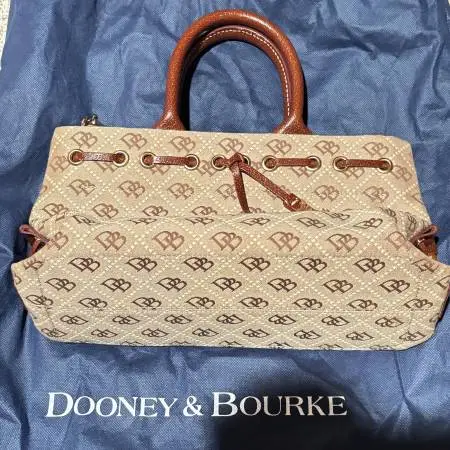 Dooney & Bourke Fabric Logo Handbag Purse with Leather Strap
