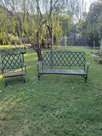 Vintage wrought iron sofa and chair