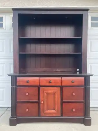 Hard Wood Bookcase Shelf Hutch Cabinet