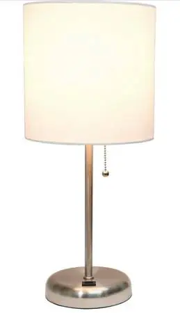 Brand New - Brushed Steel Stick Table Desk Lamp with USB Charging Port and Drum