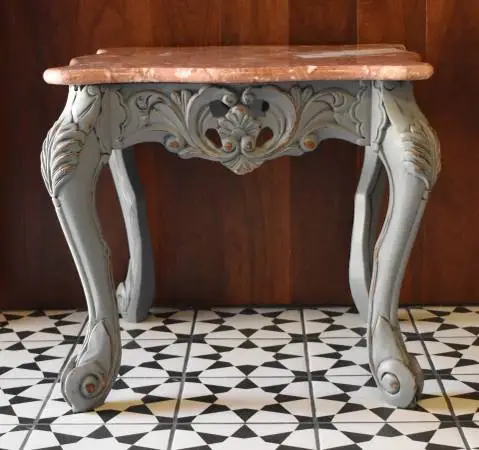 Vintage Elegant Baroque Marble Topped Wooden Table square
