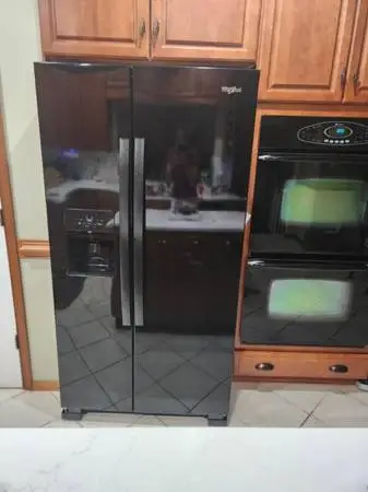 Black side-by-side fridge