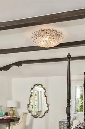 NEW Light Fixture Flush Ceiling Mount with Glass Flower Petals