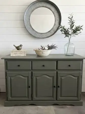 Vintage Sage Green Modern Farmhouse Credenza / Buffet- Free Lical Delivery