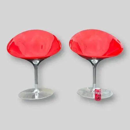 Pair of Italian Ero S by Kartell Modern Red Chairs