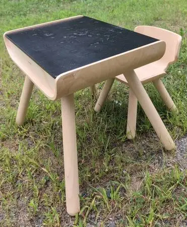 PlanToys Table & Chair Set wood with blackboard top for 2-4 years old