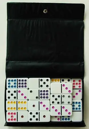 VINTAGE DOMINOES DOUBLE 9 SET BY PRESSMAN, IN VINYL CASE (READ DESC)