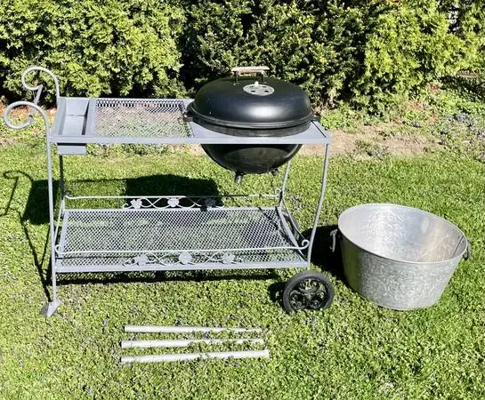 Rare Wrought Iron Patio Woodard Weber Seville Grill cart Bar serving