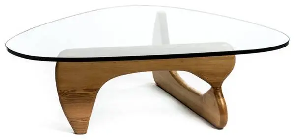 Modern Isamu Noguchi coffee table in 100% solid wood 1/2 thick glass