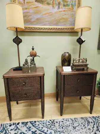 Arhaus Percy Set of 2 Embossed Nightstands/Endtables