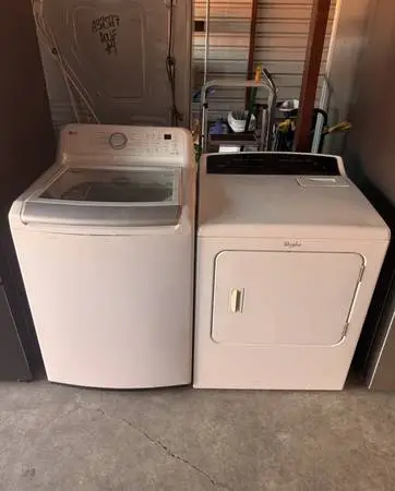 White LG Washer And Whirlpool  Electric Dryer
