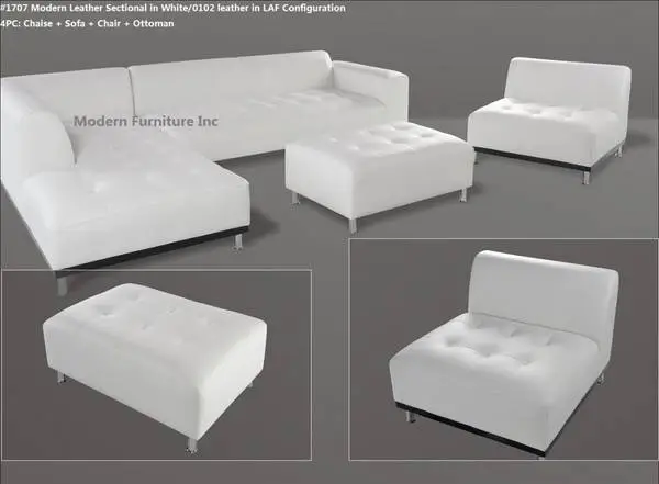 Modern contemporary real leather sectional 2pc configurable set #1707