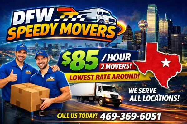 🚚 DFW Speedy Movers – $85/hr 2 Men & Truck – Same Day Service!