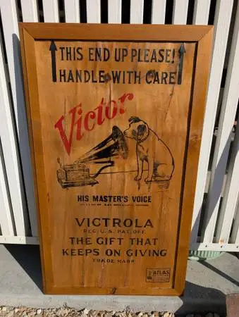 Victor Victrola Framed Wooden Shipping Case, Over 100 Years Old