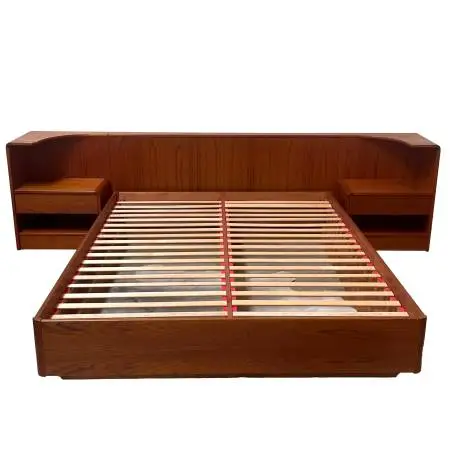 Vintage Mid Century Danish Modern Teak Queen Platform Bed set