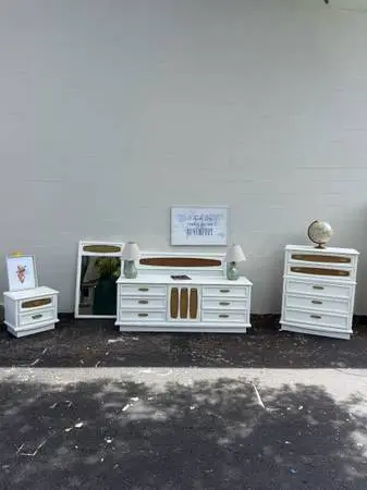 ✨ 70s Mid-Century Modern Full Bed Set (Refurbished) – 4 Piece ✨