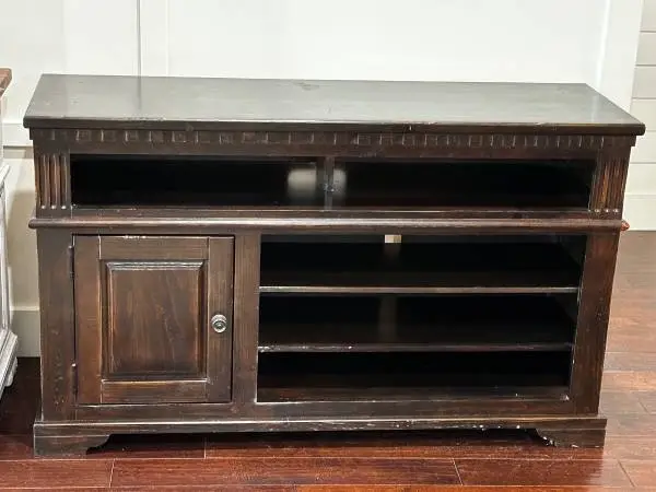 Dark finished wood TV stand