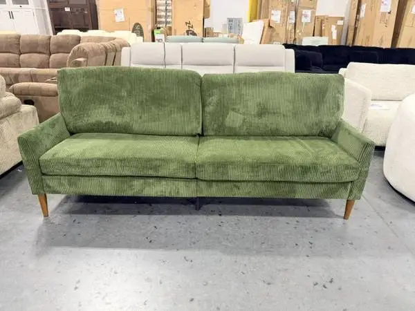 Dyonery 88 Loveseat Sofa Comfy Green Corduroy Couch Brand New