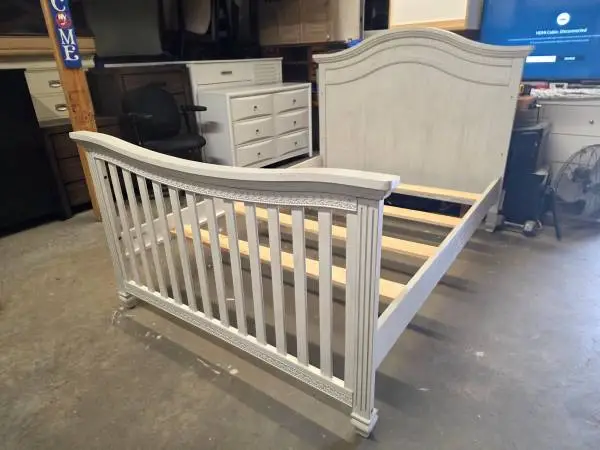Modern Whitewash Full Size Bed Frame