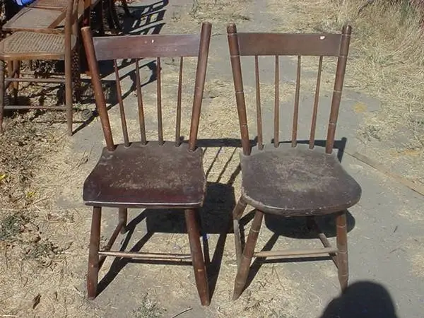 vintage wood spindle back  chairs