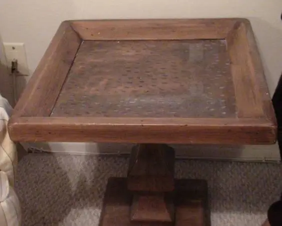 Vintage copper side pedestal table