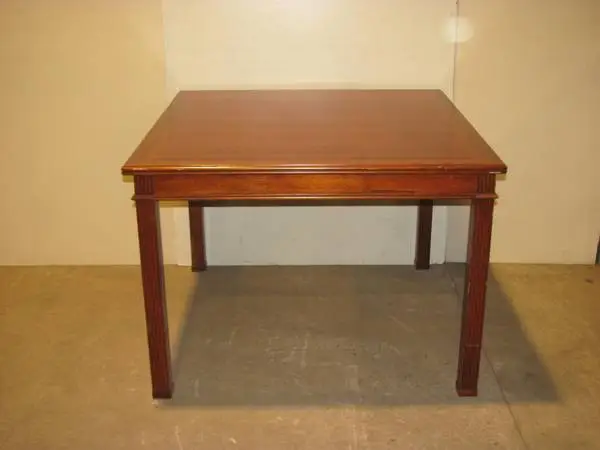 Mahogany 40 square wood dining kitchen table with laminate top