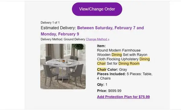 Dining Table w/4 Chairs