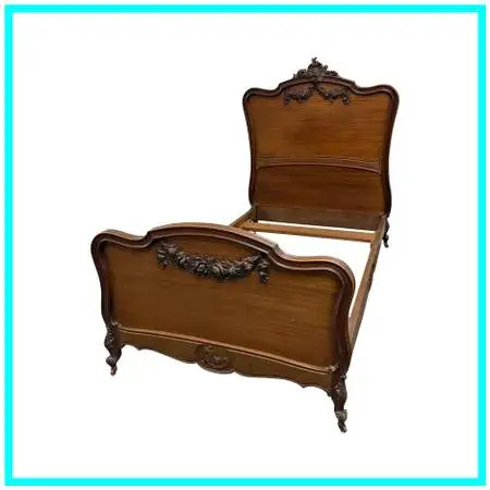 Twin Size Louis Xv Style Carved Wood Bed Frame