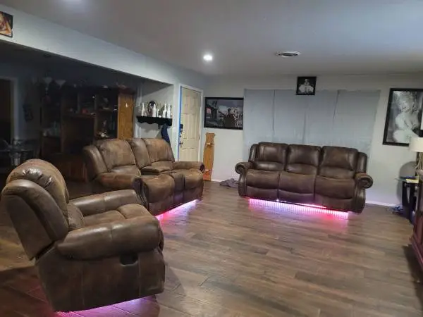 Basically New Brown 3 Piece Set With LEDs & Power Strip