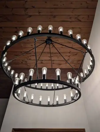 60 Inch Black Extra Large Wagon Wheel Chandelier