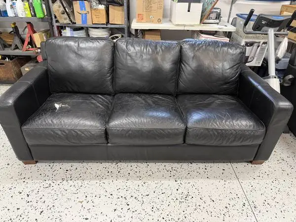 Thomasville Black Leather Couch