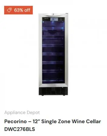 Pecorino – 12” Single Zone Wine Cellar DWC276BLS