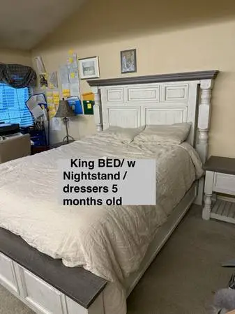 KING  BED,  NIGHT STANDS,  DRESSER only 5 months old