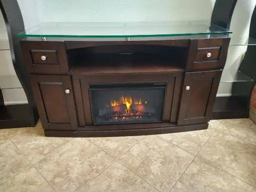 Electric Fireplace W/Adj RemoteThermostat Heat and fire level settings