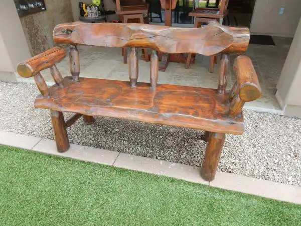 RUSTIC LOG OUTDOOR BENCH