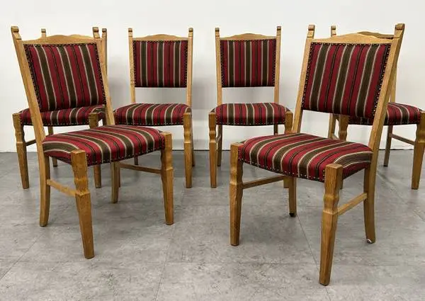 Vintage Danish Oak Dining Chair Set of Henning Kjaernulf Style Chairs