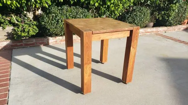 SOLID teak LARGE side table---NO VENEER---A TANK!