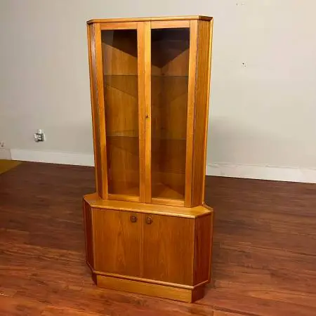 5 Vintage Mid-Century Displays, Cabinets, Teak, Rosewood