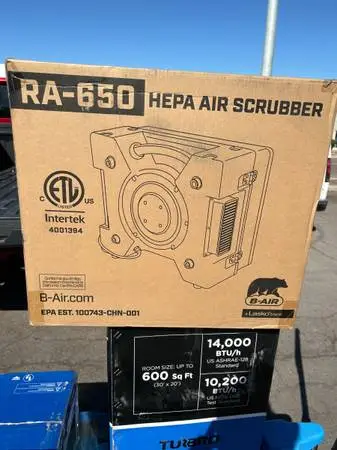 New B-Air 1/3 HP 2.5 Amp HEPA Air Scrubber Purifier