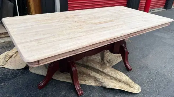 Vintage double pedestal large dining table solid wood natural/reddish L79”*W39