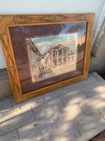 Taxco Mexican Watercolor By J. Oates Framed