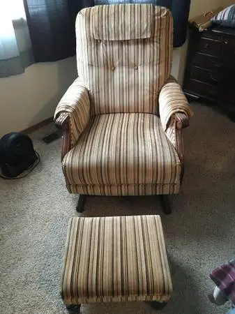 Vintage rocking chair with matching foot stool