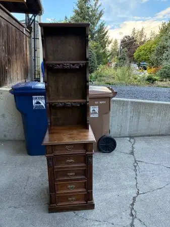 Tall Skinny Unique Antique Hutch
