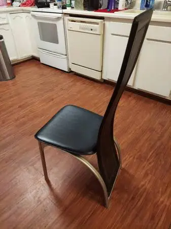 Modern leather (?) High back dining chairs (6)