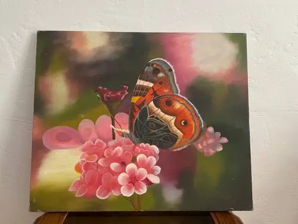 Original Vintage Butterfly Acrylic Painting